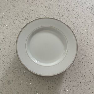 Elegant White Dinner Plates (8) with Silver Trim